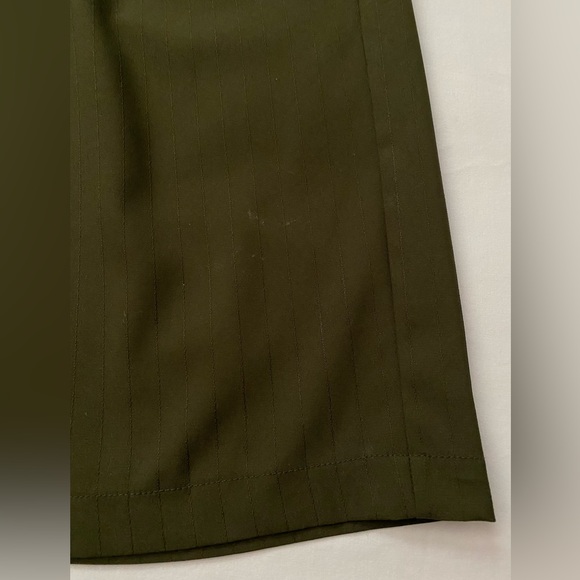 Olive Green Pinstripe High Waisted Wide Leg Trousers - Picture 4 of 6